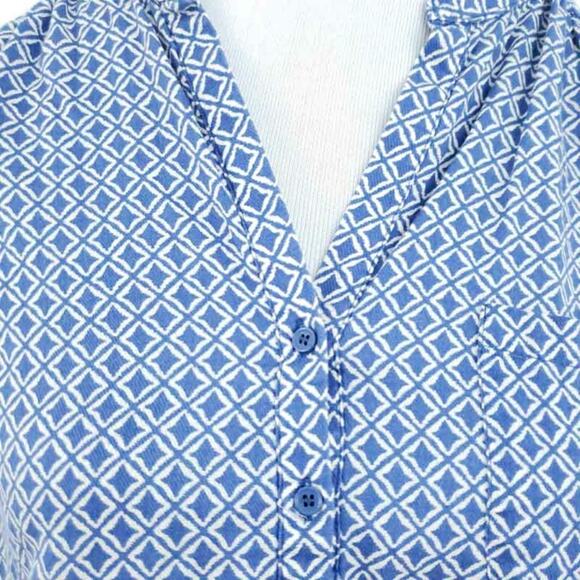 Joe Fresh Blouse Lightweight Summer Blue SMALL Lightweight Geometric Design - Picture 3 of 6